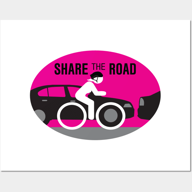 Share the Road - Female Cyclist Wall Art by Pavement Party